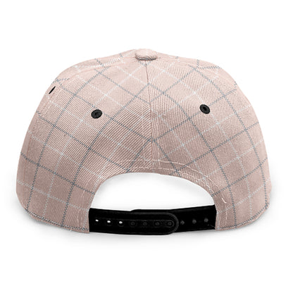 Pastel Pink Tattersall Pattern Print Snapback Cap