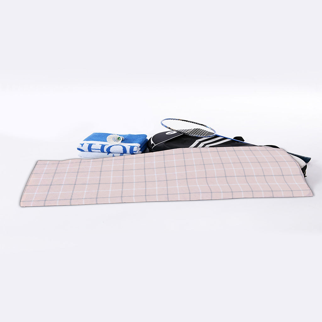 Pastel Pink Tattersall Pattern Print Sports Towel