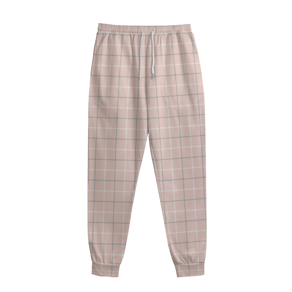Pastel Pink Tattersall Pattern Print Sweatpants