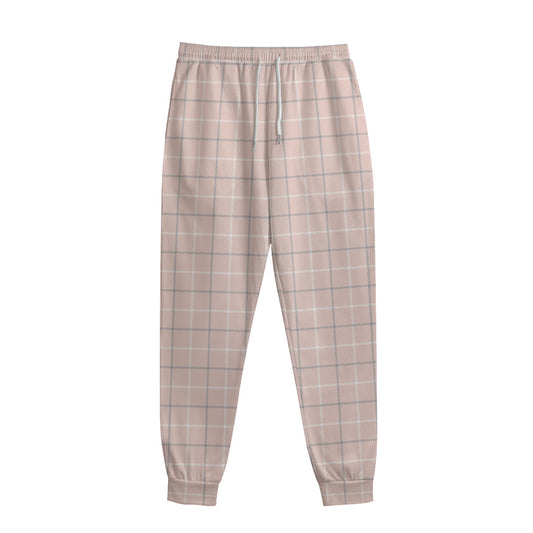 Pastel Pink Tattersall Pattern Print Sweatpants