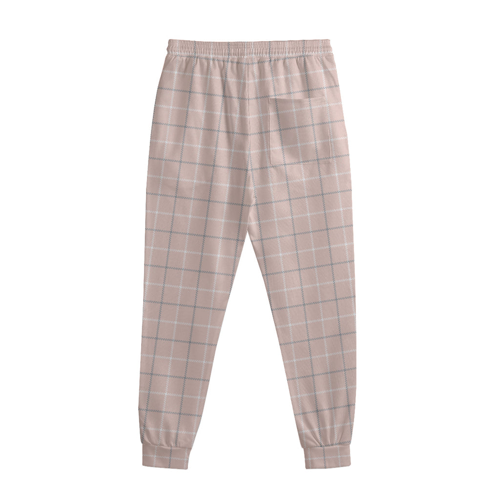 Pastel Pink Tattersall Pattern Print Sweatpants