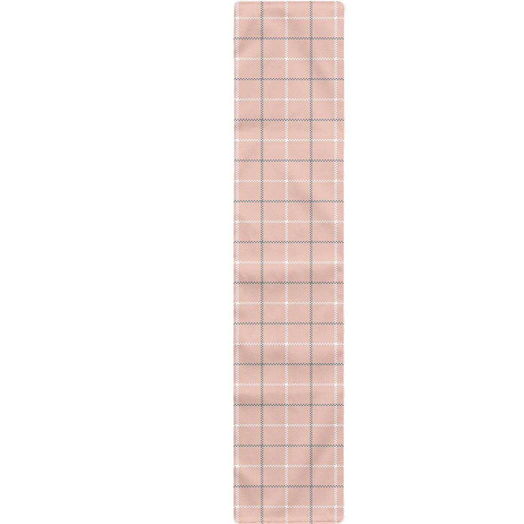 Pastel Pink Tattersall Pattern Print Table Runner