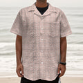 Pastel Pink Tattersall Pattern Print Textured Short Sleeve Shirt