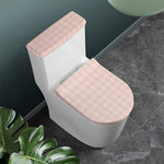 Pastel Pink Tattersall Pattern Print Toilet Lid And Tank Cover Set