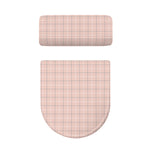 Pastel Pink Tattersall Pattern Print Toilet Lid And Tank Cover Set