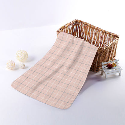 Pastel Pink Tattersall Pattern Print Towel