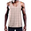 Pastel Pink Tattersall Pattern Print Men's Workout Tank Top
