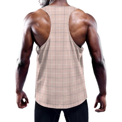 Pastel Pink Tattersall Pattern Print Training Tank Top