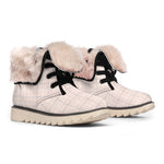 Pastel Pink Tattersall Pattern Print Winter Boots