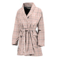 Pastel Pink Tattersall Pattern Print Women's Bathrobe