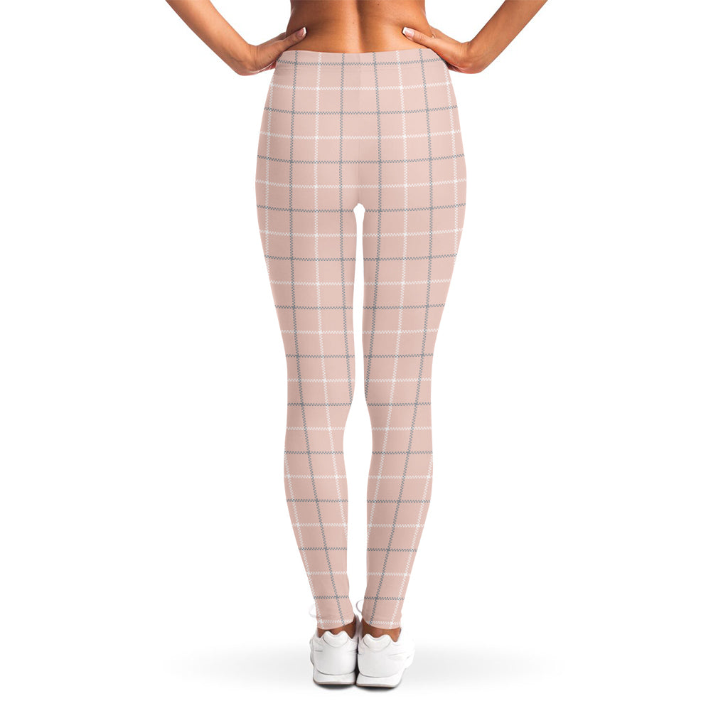 Pastel Pink Tattersall Pattern Print Women's Leggings