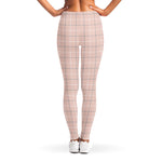 Pastel Pink Tattersall Pattern Print Women's Leggings