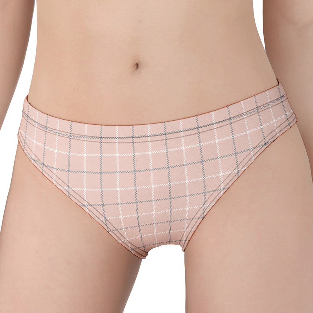 Pastel Pink Tattersall Pattern Print Women's Panties