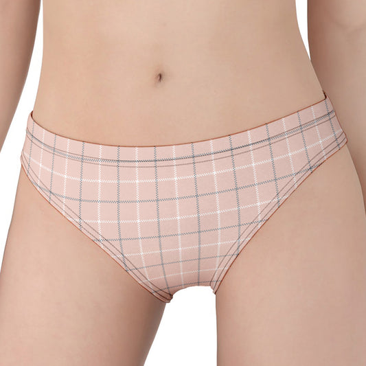 Pastel Pink Tattersall Pattern Print Women's Panties