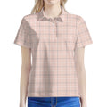 Pastel Pink Tattersall Pattern Print Women's Polo Shirt
