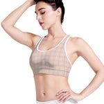 Pastel Pink Tattersall Pattern Print Women's Sports Bra
