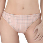Pastel Pink Tattersall Pattern Print Women's Thong
