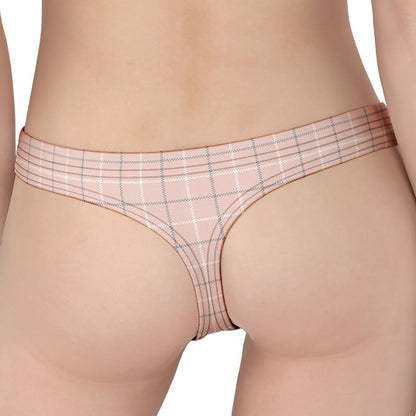 Pastel Pink Tattersall Pattern Print Women's Thong