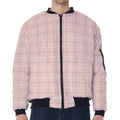Pastel Pink Tattersall Pattern Print Zip Sleeve Bomber Jacket