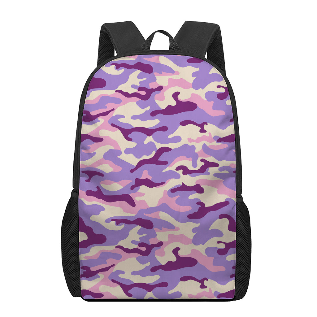 Pastel Purple Camouflage Print 17 Inch Backpack