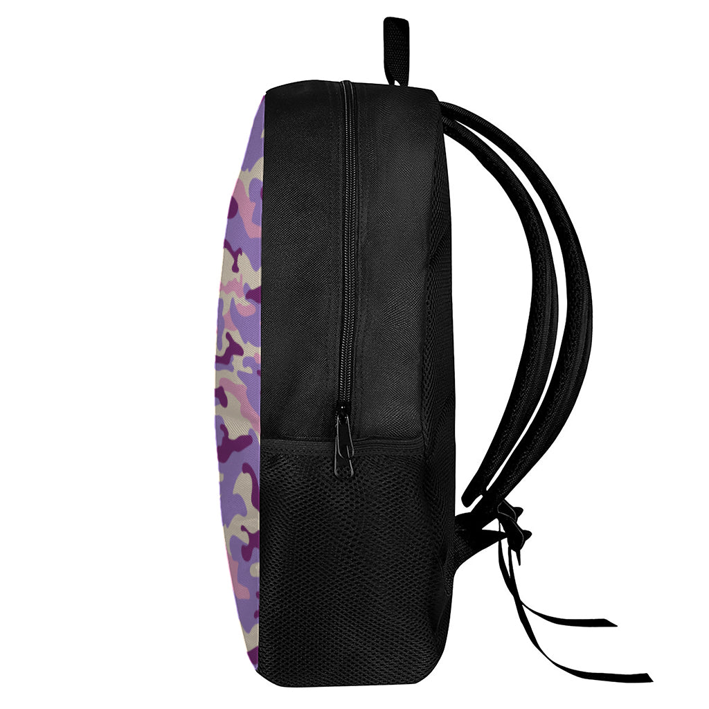 Pastel Purple Camouflage Print 17 Inch Backpack