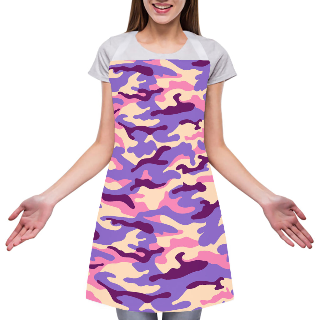 Pastel Purple Camouflage Print Adjustable Apron