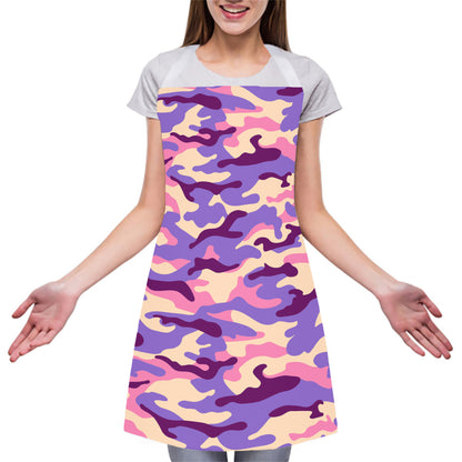 Pastel Purple Camouflage Print Adjustable Apron