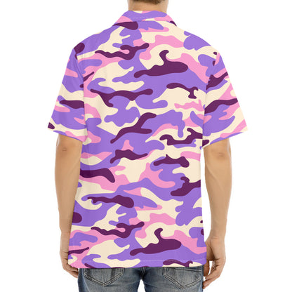 Pastel Purple Camouflage Print Aloha Shirt