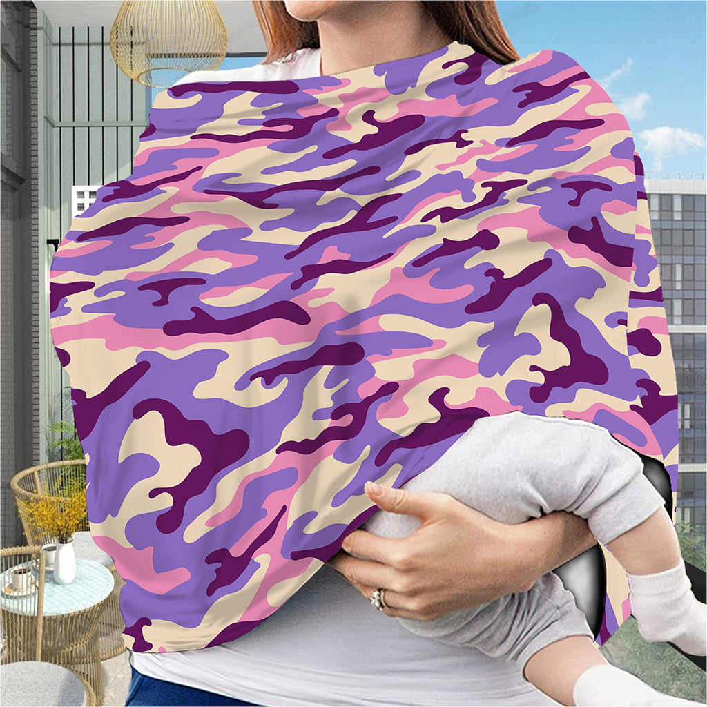 Pastel Purple Camouflage Print Baby Seat Cover