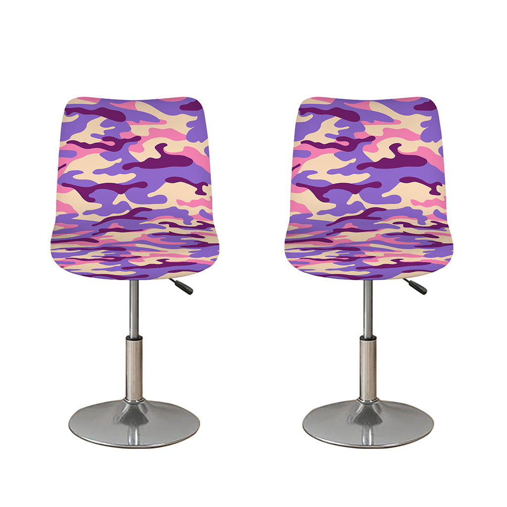 Pastel Purple Camouflage Print Bar Stool Covers