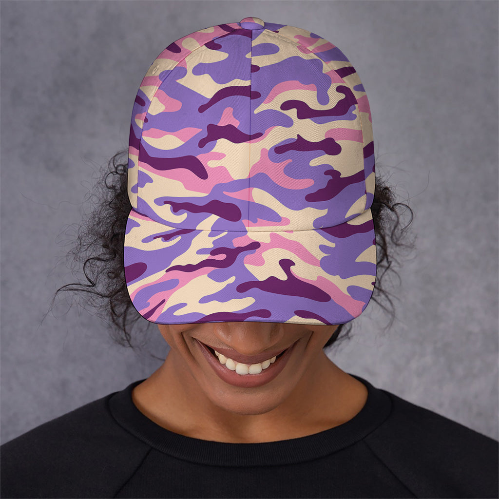 Pastel Purple Camouflage Print Baseball Cap