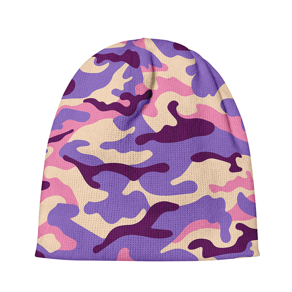 Pastel Purple Camouflage Print Beanie