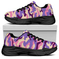 Pastel Purple Camouflage Print Black Chunky Shoes