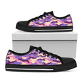 Pastel Purple Camouflage Print Black Low Top Sneakers