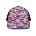 Pastel Purple Camouflage Print Black Mesh Trucker Hat