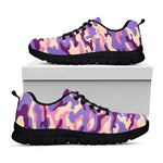 Pastel Purple Camouflage Print Black Running Shoes