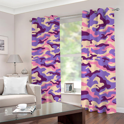 Pastel Purple Camouflage Print Blackout Grommet Curtains