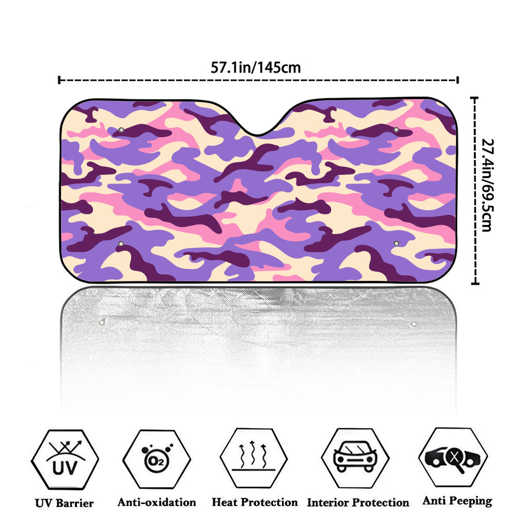 Pastel Purple Camouflage Print Car Windshield Sun Shade