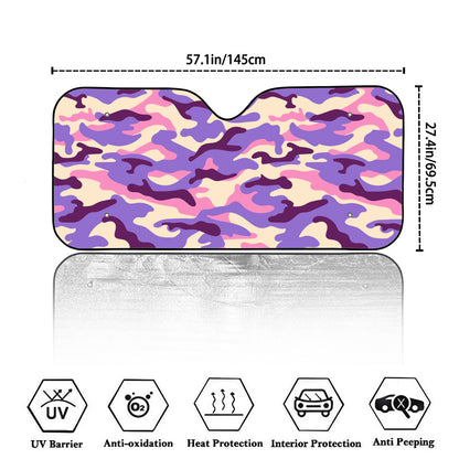 Pastel Purple Camouflage Print Car Windshield Sun Shade