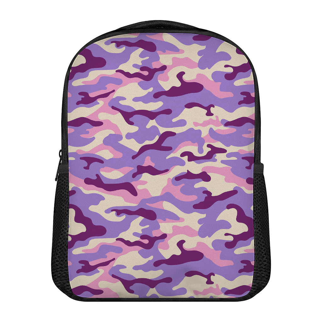 Pastel Purple Camouflage Print Casual Backpack
