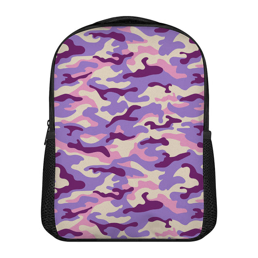 Pastel Purple Camouflage Print Casual Backpack