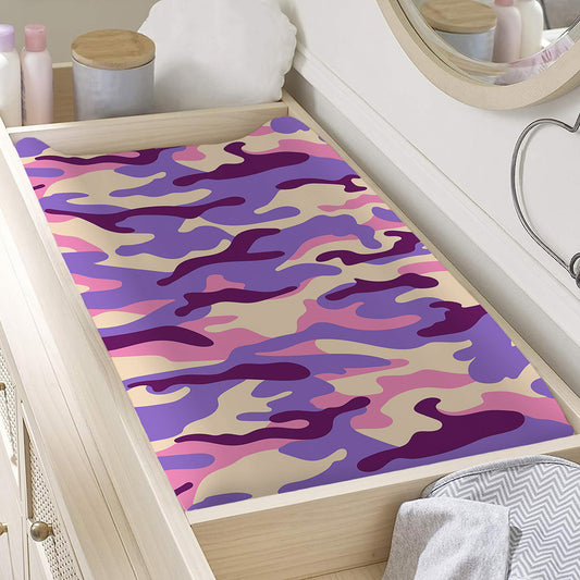 Pastel Purple Camouflage Print Changing Pad Cover