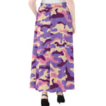 Pastel Purple Camouflage Print Chiffon Maxi Skirt