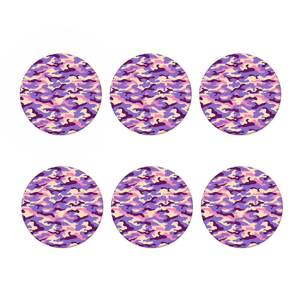 Pastel Purple Camouflage Print Coaster Set