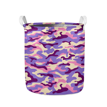 Pastel Purple Camouflage Print Collapsible Laundry Basket