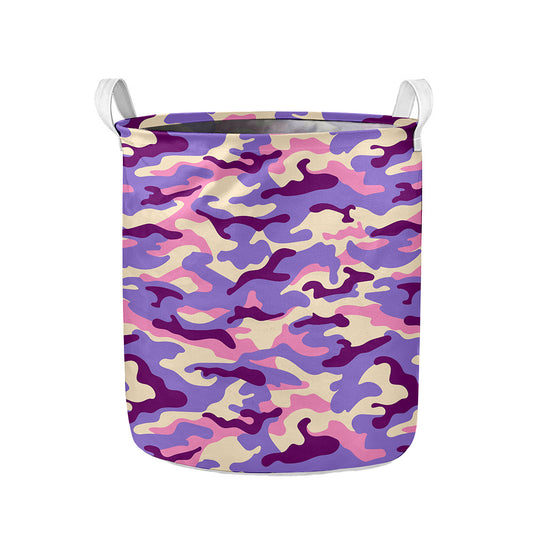 Pastel Purple Camouflage Print Collapsible Laundry Basket