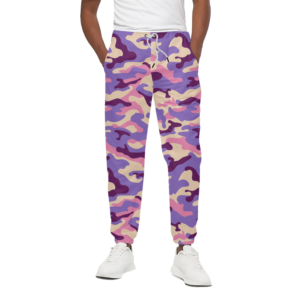 Pastel Purple Camouflage Print Cotton Pants