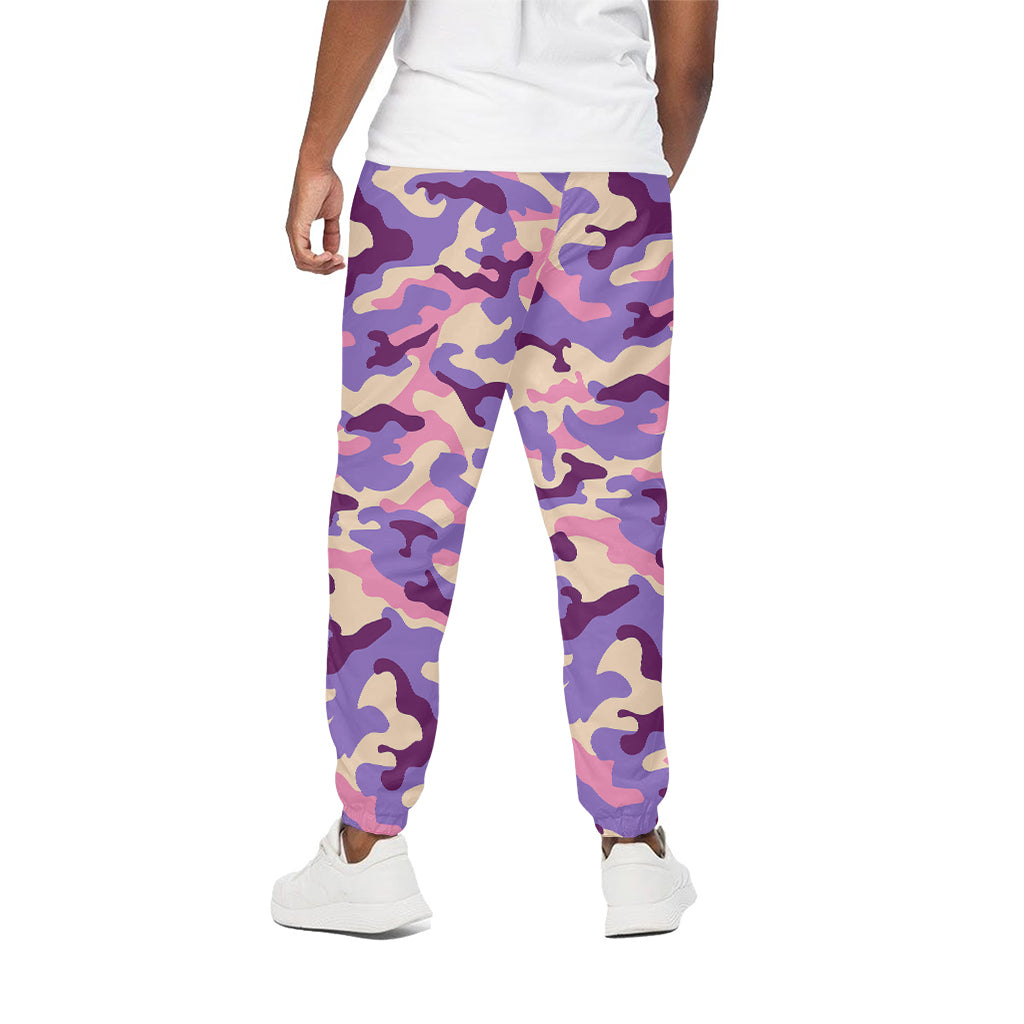 Pastel Purple Camouflage Print Cotton Pants