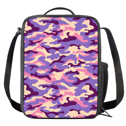 Pastel Purple Camouflage Print Crossbody Lunch Bag