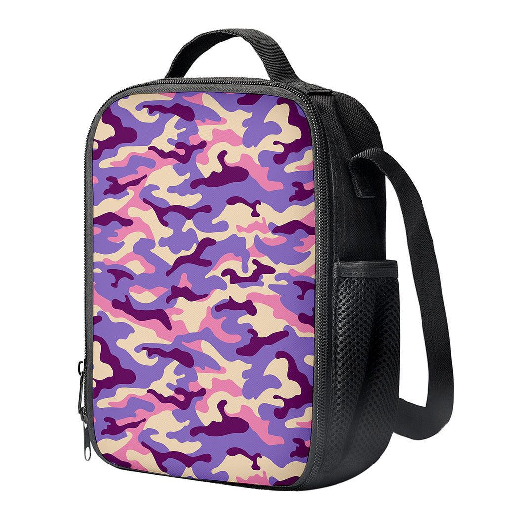 Pastel Purple Camouflage Print Crossbody Lunch Bag